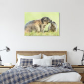 Kutest Baby Animals | Familie Alpine Marmot Canvas Afdruk (Insitu (Slaapkamer))