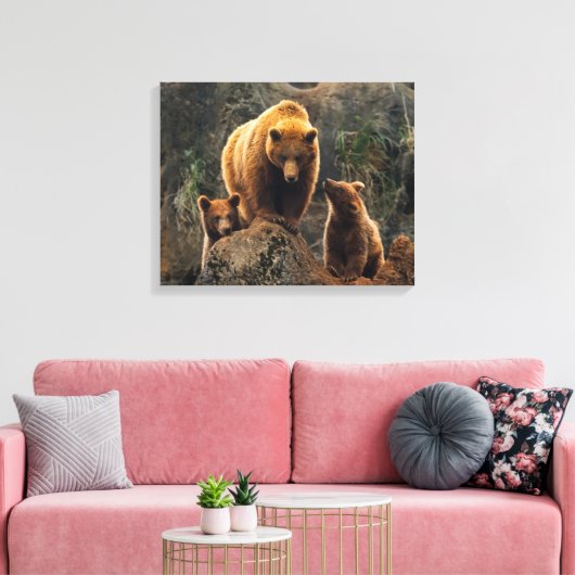 Kutest Baby Animals | Familie bruin Beer Canvas Afdruk (Insitu (Woonkamer))