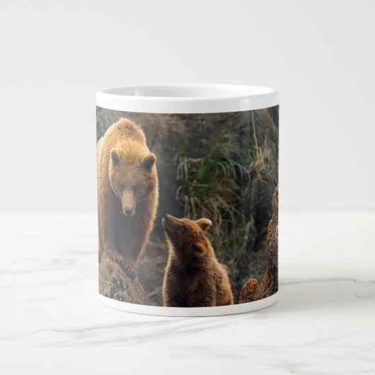 Kutest Baby Animals | Familie bruin Beer Grote Koffiekop (Voorkant)