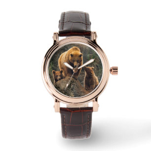 Kutest Baby Animals Familie bruin Beer Horloge