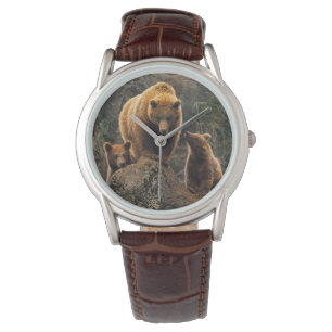 Kutest Baby Animals   Familie bruin Beer Horloge