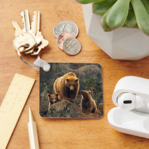 Kutest Baby Animals Familie bruin Beer Sleutelhanger