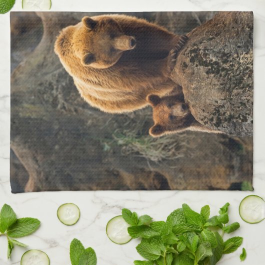 Kutest Baby Animals | Familie bruin Beer Theedoek (Gevouwen)