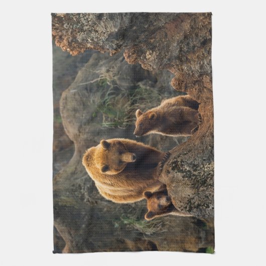 Kutest Baby Animals | Familie bruin Beer Theedoek (Verticaal)