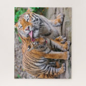 Kutest Baby Animals | Familie Siberië Tiger Legpuzzel (Verticaal)