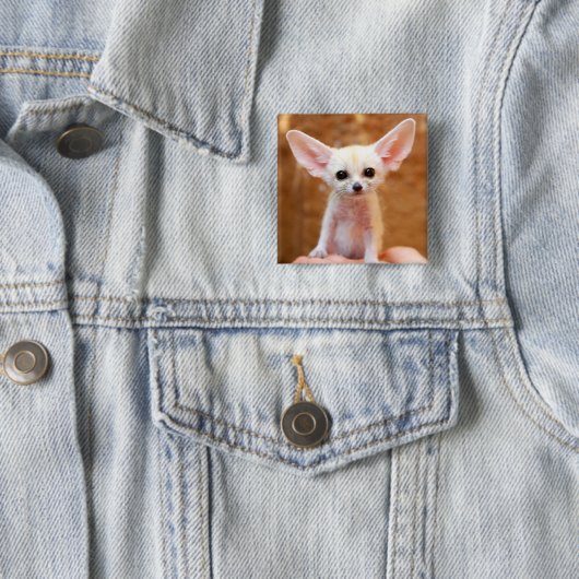 Kutest Baby Animals | Fennec Fox Vierkante Button 5,1 Cm (In situ)