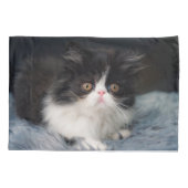 Kutest Baby Animals | Fluffy B&W Kitten Kussensloop (Achterkant)