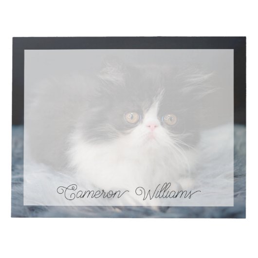 Kutest Baby Animals | Fluffy B&W Kitten Notitieblok (Voorkant)