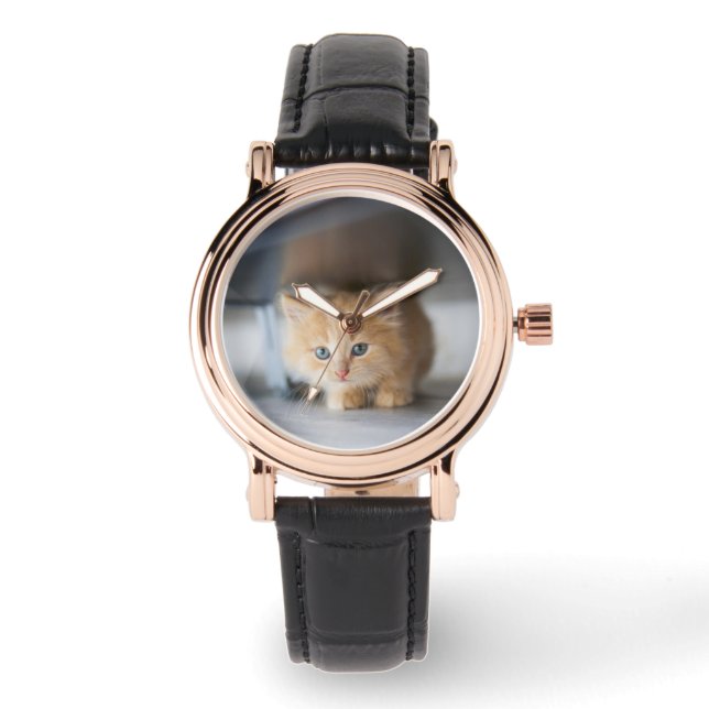 Kutest Baby Animals | Fluffy Oranje Kitten Horloge (Voorkant)