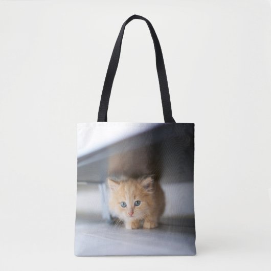Kutest Baby Animals | Fluffy Oranje Kitten Tote Bag (Voorkant)