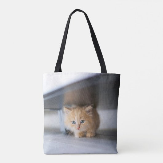 Kutest Baby Animals | Fluffy Oranje Kitten Tote Bag (Achterkant)
