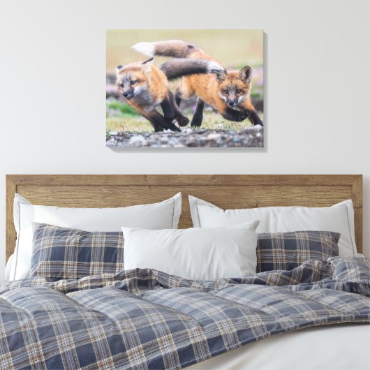 Kutest Baby Animals | Fox-jongen bij afspelen Canvas Afdruk (Insitu (Slaapkamer))