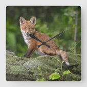 Kutest Baby Animals | Foxy Smile Vierkante Klok (Voorkant)