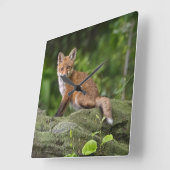 Kutest Baby Animals | Foxy Smile Vierkante Klok (Hoek)