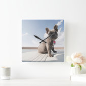 Kutest Baby Animals | Franse Bulldog Boating Vierkante Klok (Huis)