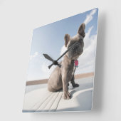 Kutest Baby Animals | Franse Bulldog Boating Vierkante Klok (Hoek)
