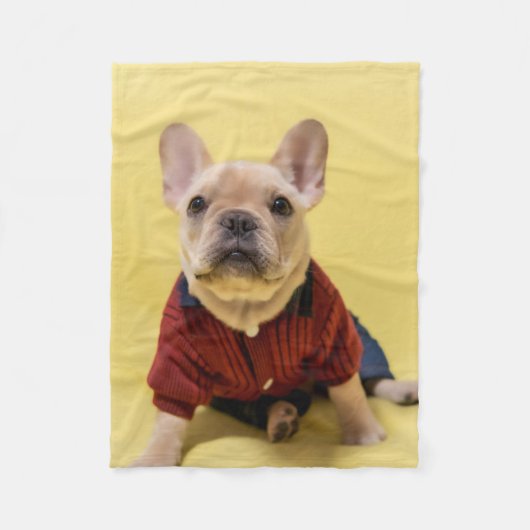 Kutest Baby Animals | Franse Bulldog Dpress Fleece Deken (Voorkant)