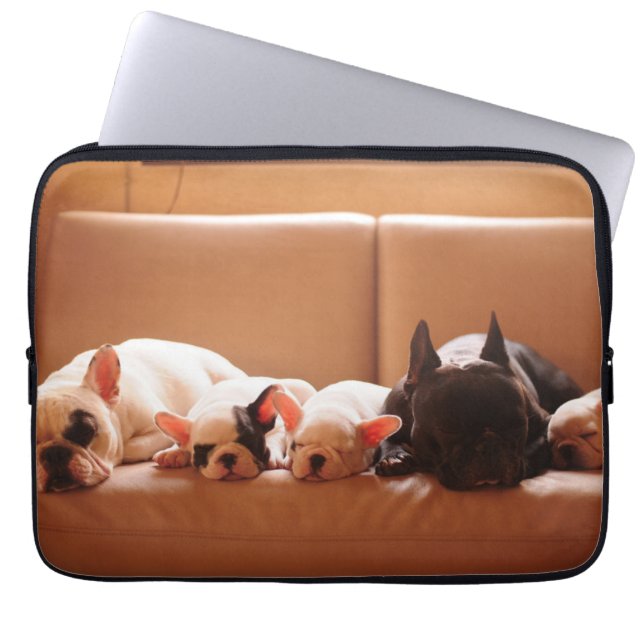 Kutest Baby Animals | Franse Bulldog Familie Laptop Sleeve (Voorkant)