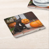 Kutest Baby Animals | Franse Bulldog Halloween Kartonnen Onderzetters (Schuin)