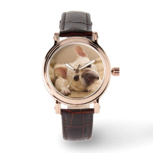 Kutest Baby Animals   Franse Bulldog Head Tilt Horloge
