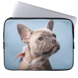 Kutest Baby Animals   Franse Bulldog Pink Bow Laptop Sleeve