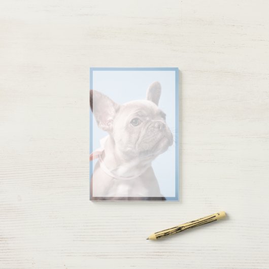 Kutest Baby Animals | Franse Bulldog Pink Bow Post-it® Notes (Op bureau)