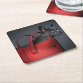 Kutest Baby Animals | Franse Bulldog Red Hand Bag Kartonnen Onderzetters (Schuin)