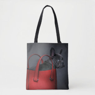 Kutest Baby Animals   Franse Bulldog Red Hand Bag Tote Bag