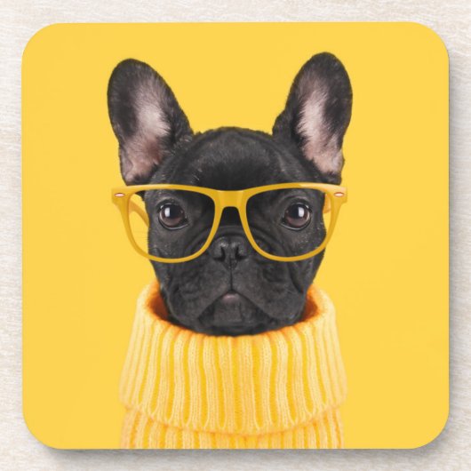 Kutest Baby Animals | Franse Bulldog Sunbril Bier Onderzetter (Voorkant)