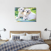 Kutest Baby Animals | Gele labrador Retrievers Canvas Afdruk (Insitu (Slaapkamer))
