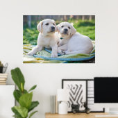 Kutest Baby Animals | Gele labrador Retrievers Poster (Thuiskantoor)