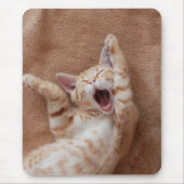 Kutest Baby Animals | Ginger Kitten Yawning Muismat (Voorkant)