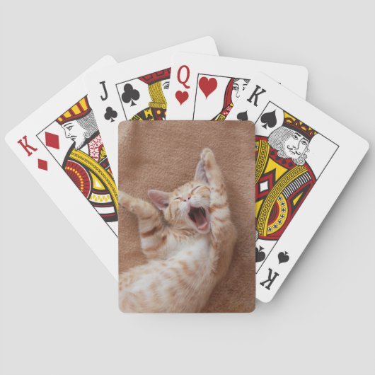Kutest Baby Animals | Ginger Kitten Yawning Pokerkaarten (Achterkant)