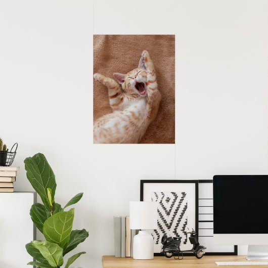 Kutest Baby Animals | Ginger Kitten Yawning Poster (Thuiskantoor)