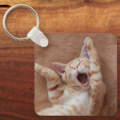 Kutest Baby Animals | Ginger Kitten Yawning Sleutelhanger (Voorkant)