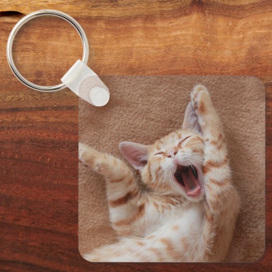 Kutest Baby Animals | Ginger Kitten Yawning Sleutelhanger (Voorkant)