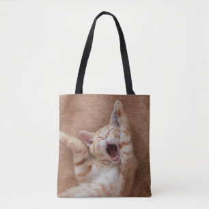 Kutest Baby Animals Ginger Kitten Yawning Tote Bag
