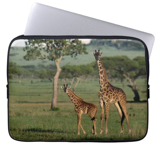 Kutest Baby Animals | Giraffe Calf & Mama Laptop Sleeve (Voorkant)