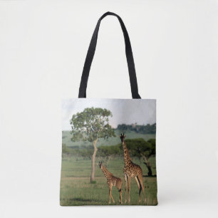 Kutest Baby Animals Giraffe Calf & Mama Tote Bag