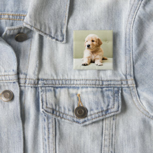 Kutest Baby Animals Golden Retriever Puppy Vierkante Button 5,1 Cm