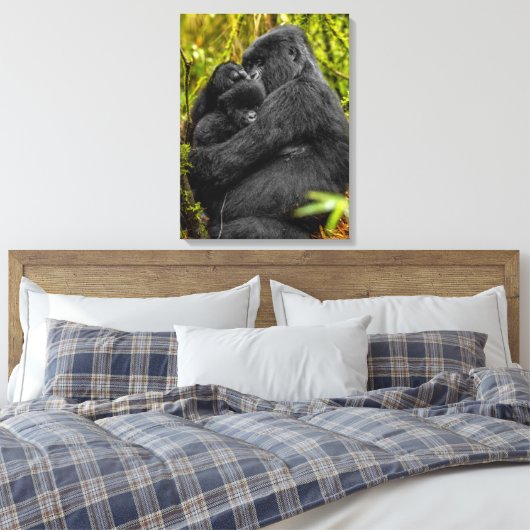 Kutest Baby Animals | Gorilla en Baby Canvas Afdruk (Insitu (Slaapkamer))