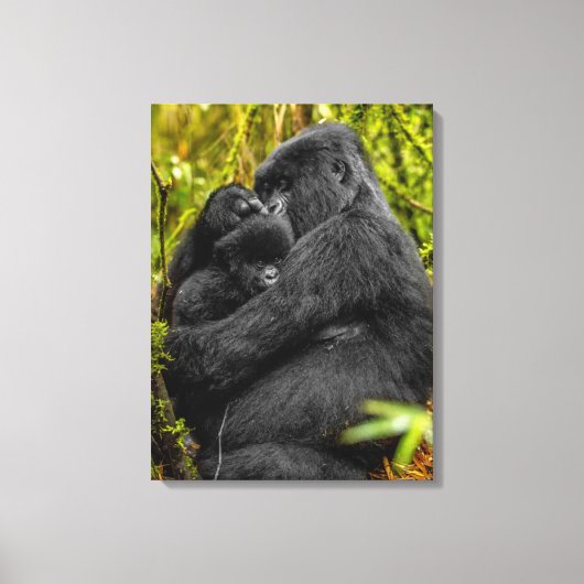 Kutest Baby Animals | Gorilla en Baby Canvas Afdruk (Voorkant)