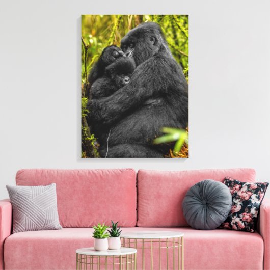 Kutest Baby Animals | Gorilla en Baby Canvas Afdruk (Insitu (Woonkamer))