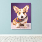 Kutest Baby Animals | Halloween Corgi Canvas Afdruk (Insitu (Houten vloer))