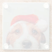Kutest Baby Animals | Jack Russell Dog Santa Claus Glazen Onderzetter (Achterkant)
