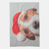 Kutest Baby Animals | Jack Russell Dog Santa Claus Theedoek (Verticaal)