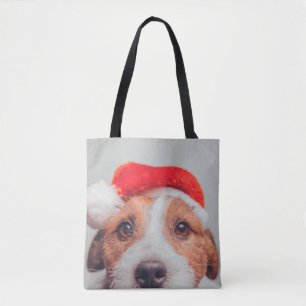 Kutest Baby Animals   Jack Russell Dog Santa Claus Tote Bag