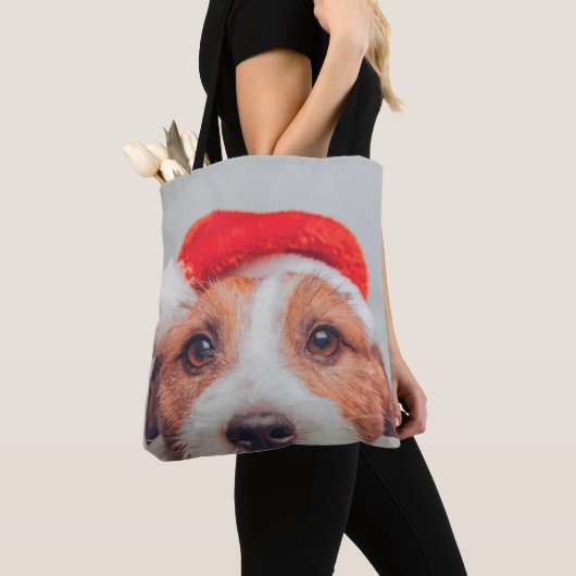 Kutest Baby Animals | Jack Russell Dog Santa Claus Tote Bag (Dichtbij)