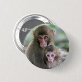Kutest Baby Animals | Japanse apen Ronde Button 5,7 Cm (Voorkant /achterkant)