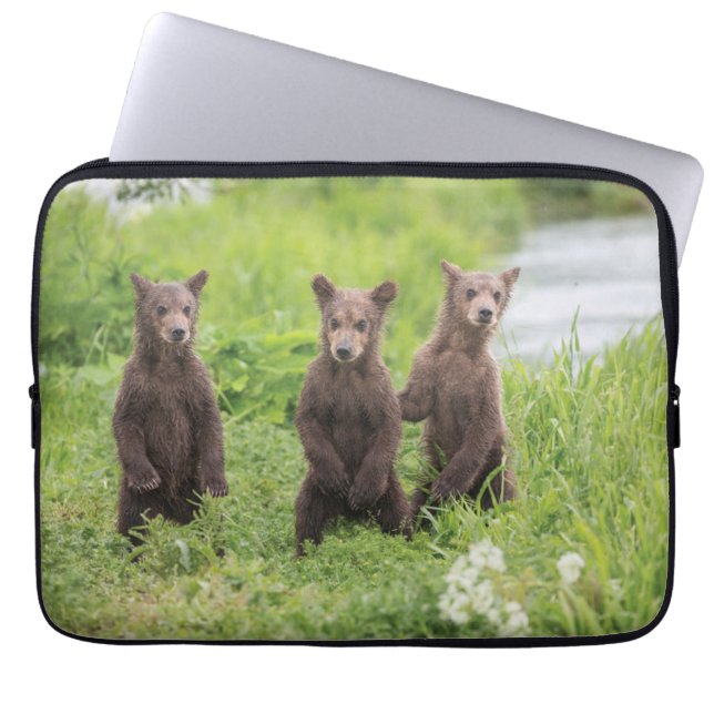 Kutest Baby Animals | Kamchatka Brown Beer Cubs Laptop Sleeve (Voorkant)